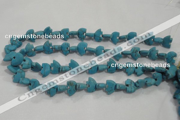 CFG773 15.5 inches 10*15mm carved animal synthetic turquoise beads