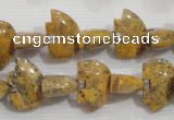 CFG775 15.5 inches 10*15mm carved animal leopard jasper beads