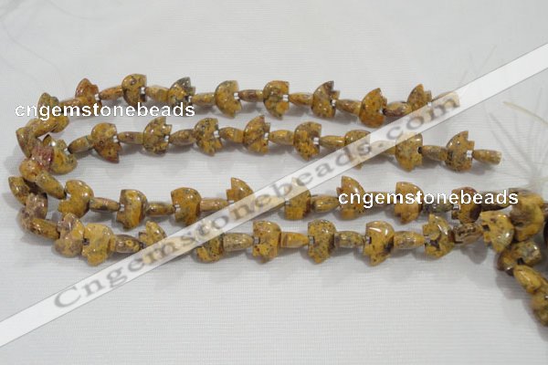 CFG775 15.5 inches 10*15mm carved animal leopard jasper beads