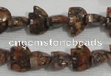 CFG776 15.5 inches 10*15mm carved animal leopard jasper beads
