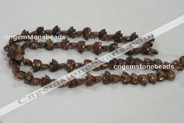 CFG776 15.5 inches 10*15mm carved animal leopard jasper beads