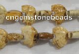 CFG778 15.5 inches 10*15mm carved animal picture jasper beads