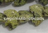 CFG794 12.5 inches 14*18mm carved animal green lace gemstone beads