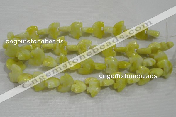 CFG800 12.5 inches 14*18mm carved animal lemon jade beads