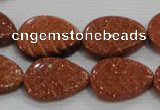 CFG816 12.5 inches 15*20mm carved leaf goldstone beads wholesale