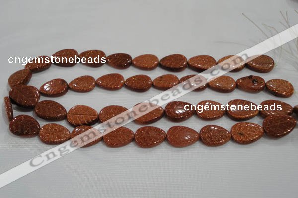 CFG816 12.5 inches 15*20mm carved leaf goldstone beads wholesale