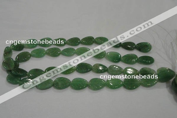 CFG818 12.5 inches 15*20mm carved leaf green aventurine beads wholesale