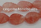 CFG819 12.5 inches 15*20mm carved leaf cherry quartz beads wholesale