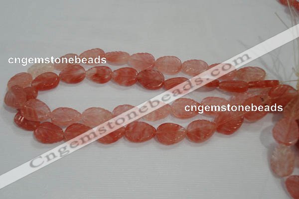 CFG819 12.5 inches 15*20mm carved leaf cherry quartz beads wholesale