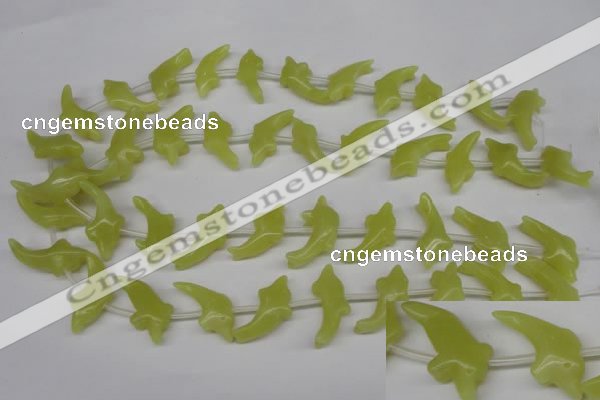 CFG854 Top-drilled 12*25mm carved animal yellow jade beads