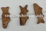 CFG855 Top-drilled 10*23mm carved animal wood jasper beads