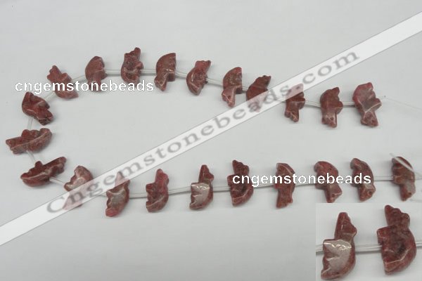 CFG856 Top-drilled 10*23mm carved animal rhodochrosite beads