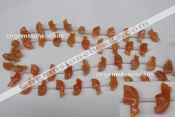 CFG858 Top-drilled 10*20mm carved animal red aventurine beads
