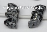 CFG859 Top-drilled 10*20mm carved animal snowflake obsidian beads