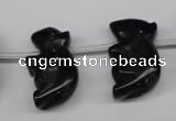 CFG860 Top-drilled 15*24mm carved animal black agate beads