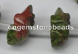 CFG862 Top-drilled 12*18mm carved animal unakite gemstone beads