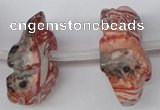 CFG863 Top-drilled 12*18mm carved animal red zebra jasper beads