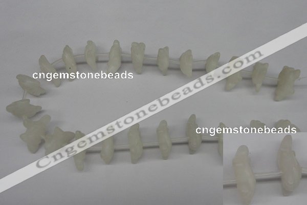 CFG865 Top-drilled 14*20mm carved animal white jade gemstone beads
