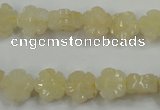 CFG880 15.5 inches 10mm carved flower yellow jade gemstone beads