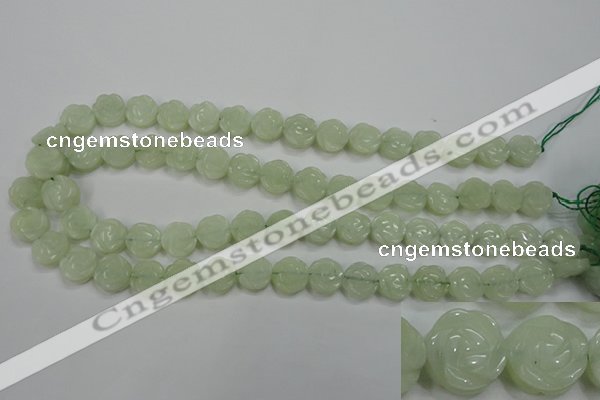 CFG883 15.5 inches 12mm carved flower New jade gemstone beads