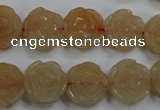 CFG888 15.5 inches 14mm carved flower red aventurine beads