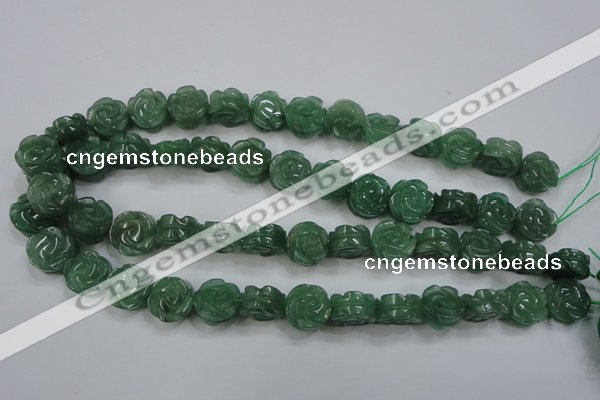 CFG889 15.5 inches 14mm carved flower green aventurine beads