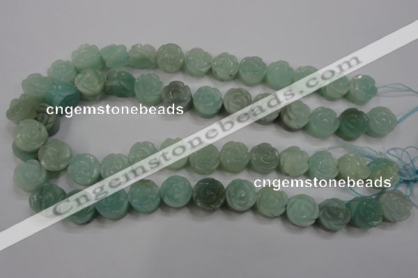 CFG892 15.5 inches 14mm carved flower amazonite gemstone beads