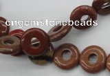 CFG905 15.5 inches 12mm carved coin donut brecciated jasper beads