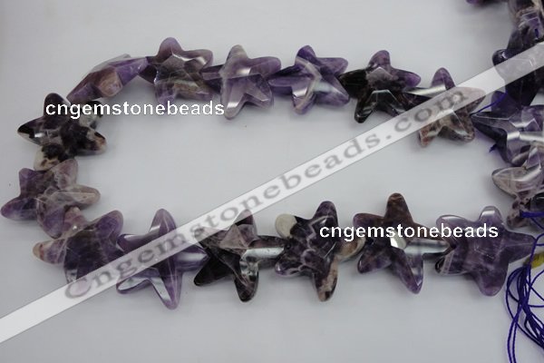 CFG911 15.5 inches 30*33mm faceted & carved star dogtooth amethyst beads