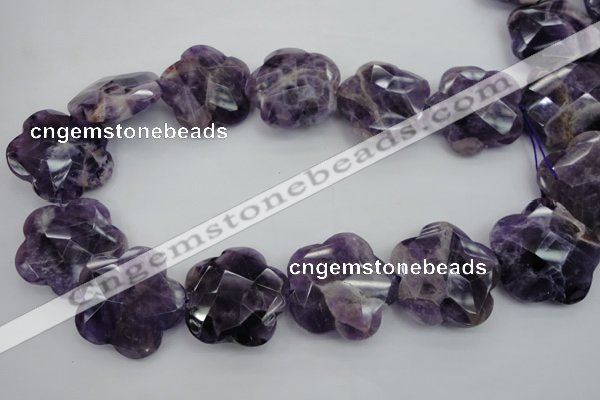 CFG914 15.5 inches 32*33mm faceted & carved flower dogtooth amethyst beads