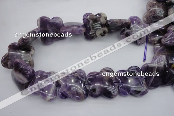 CFG916 15.5 inches 30*33mm carved butterfly dogtooth amethyst beads