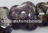 CFG917 30*33mm faceted & carved butterfly dogtooth amethyst beads
