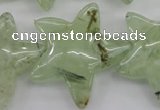 CFG919 15.5 inches 30*33mm carved star green rutilated quartz beads