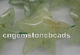 CFG920 30*33mm faceted & carved star green rutilated quartz beads