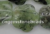 CFG922 15.5 inches 32*33mm carved flower green rutilated quartz beads