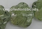 CFG923 32*33mm faceted & carved flower green rutilated quartz beads