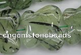 CFG925 15.5 inches 30*33mm carved butterfly green rutilated quartz beads