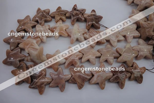 CFG928 15.5 inches 30*33mm carved star moonstone beads