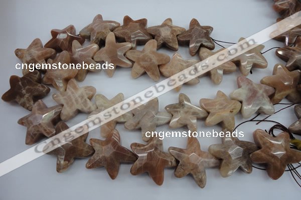 CFG929 15.5 inches 30*33mm faceted & carved star moonstone beads