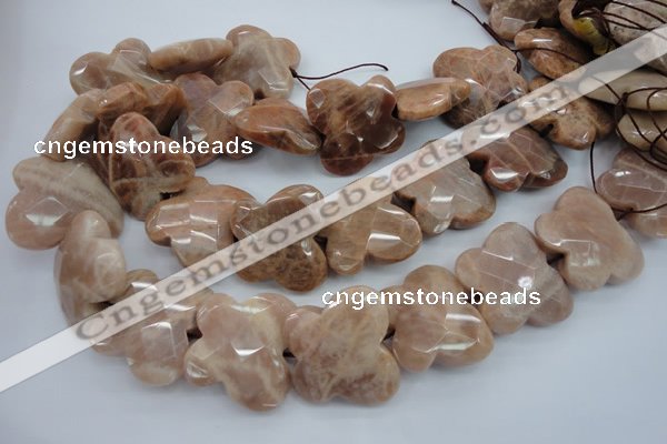 CFG933 15.5 inches 30*33mm faceted & carved butterfly moonstone beads