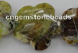 CFG936 32*33mm faceted & carved flower yellow & green opal beads