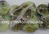 CFG938 15.5 inches 30*33mm carved butterfly yellow & green opal beads