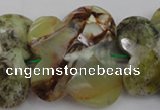 CFG939 30*33mm faceted & carved butterfly yellow & green opal beads