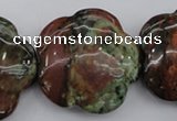 CFG941 15.5 inches 32*33mm carved flower green opal gemstone beads