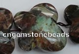 CFG945 30*33mm faceted & carved butterfly green opal gemstone beads