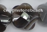 CFG948 32*33mm faceted & carved flower grey botswana agate beads