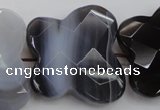 CFG951 30*33mm faceted & carved butterfly grey botswana agate beads