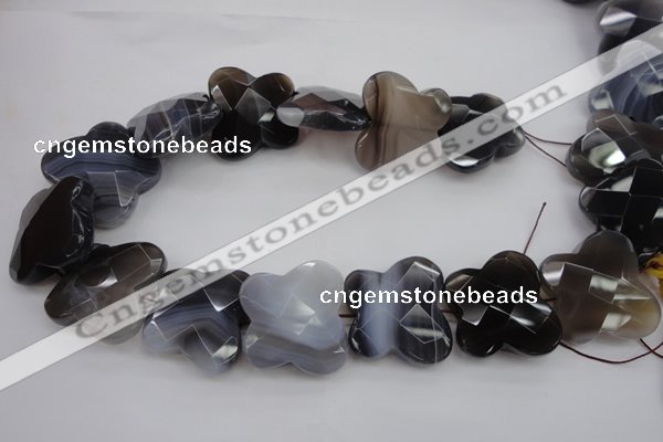 CFG951 30*33mm faceted & carved butterfly grey botswana agate beads