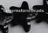 CFG954 15.5 inches 30*33mm faceted & carved star black agate beads