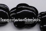 CFG956 15.5 inches 32*33mm carved flower black agate beads